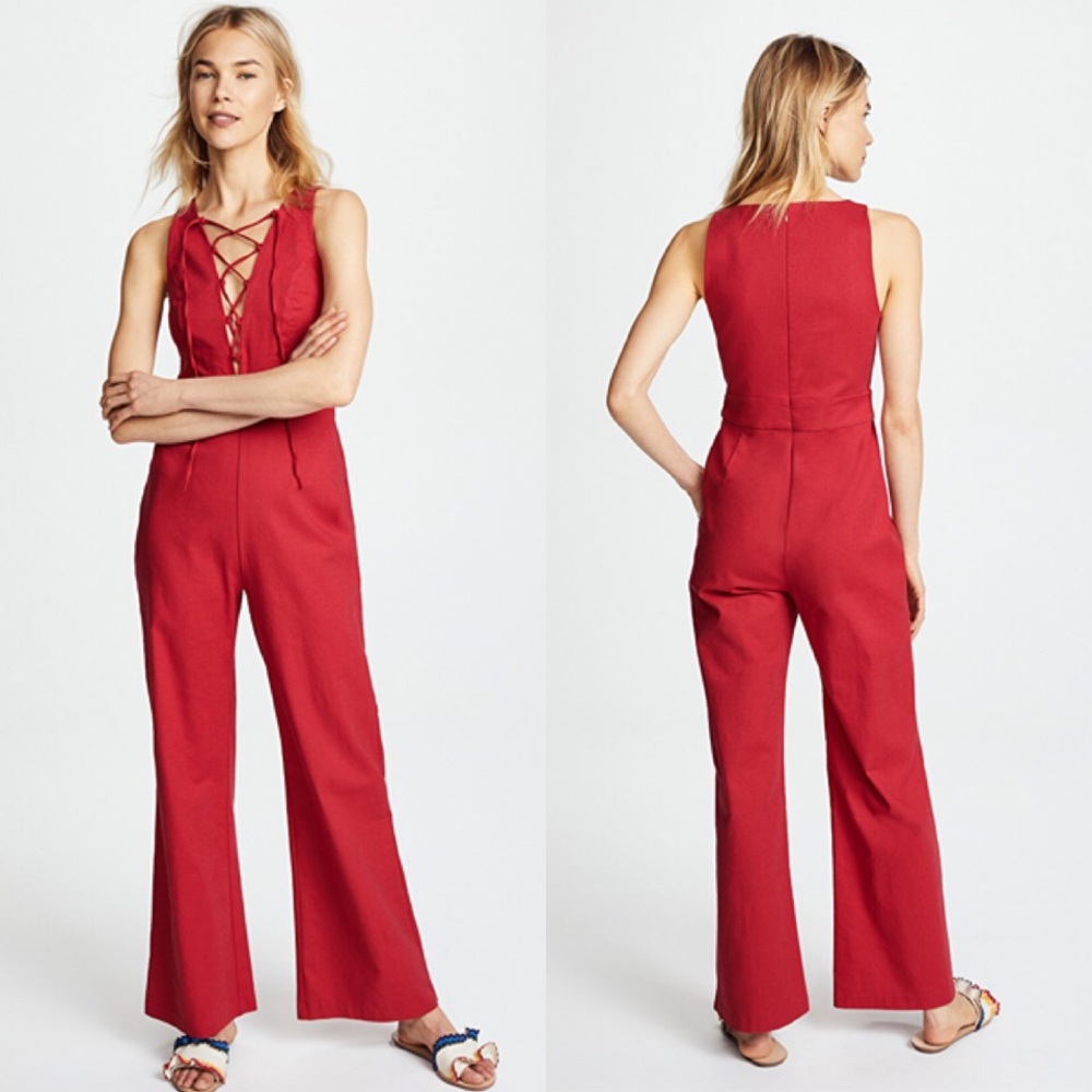WAYF Cara Sleeveless Lace Up Jumpsuit
